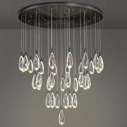 Naleya 43 - Light Height Adjustable Round Raindrop Chandelier - Lightings Menu