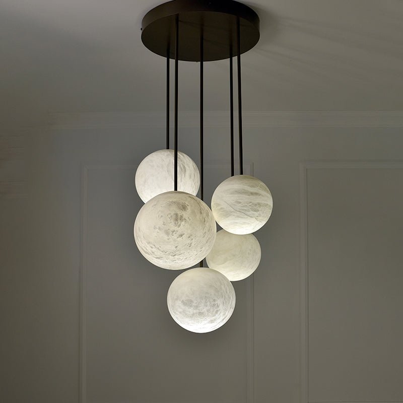 Nami Alabaster Sphere Staircase Chandelier - Lightings Menu