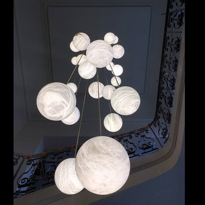 Nami Alabaster Sphere Staircase Chandelier - Lightings Menu