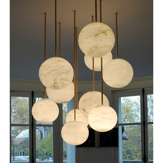 Nami Alabaster Sphere Staircase Chandelier - Lightings Menu