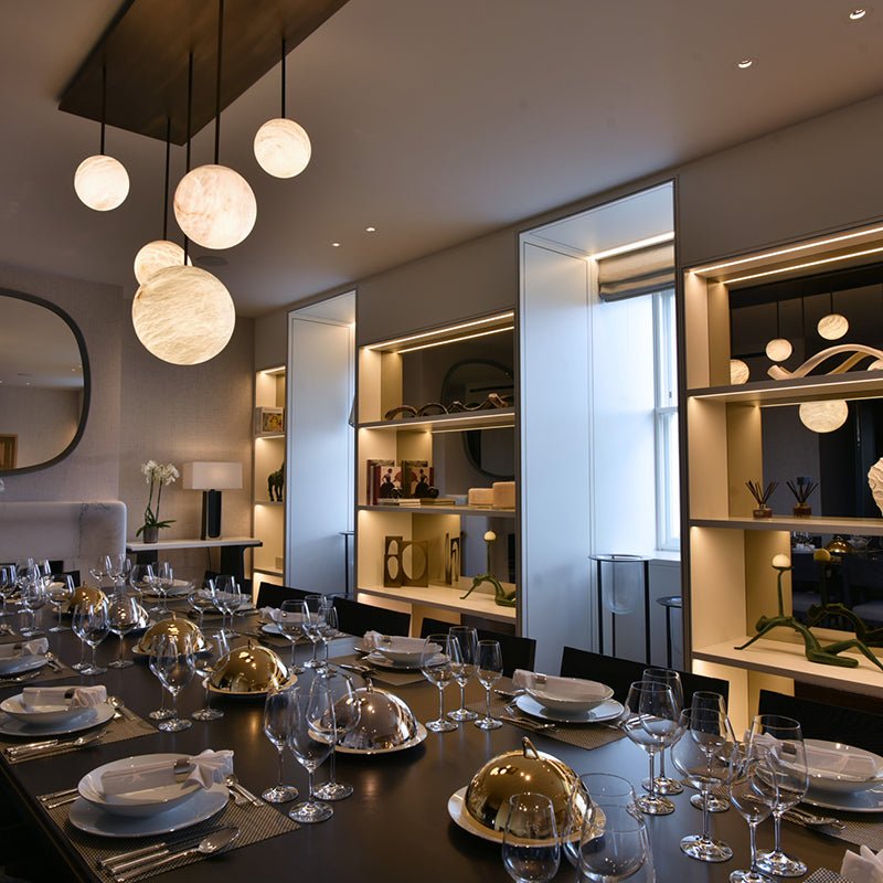 Nami Alabaster Sphere Staircase Chandelier - Lightings Menu