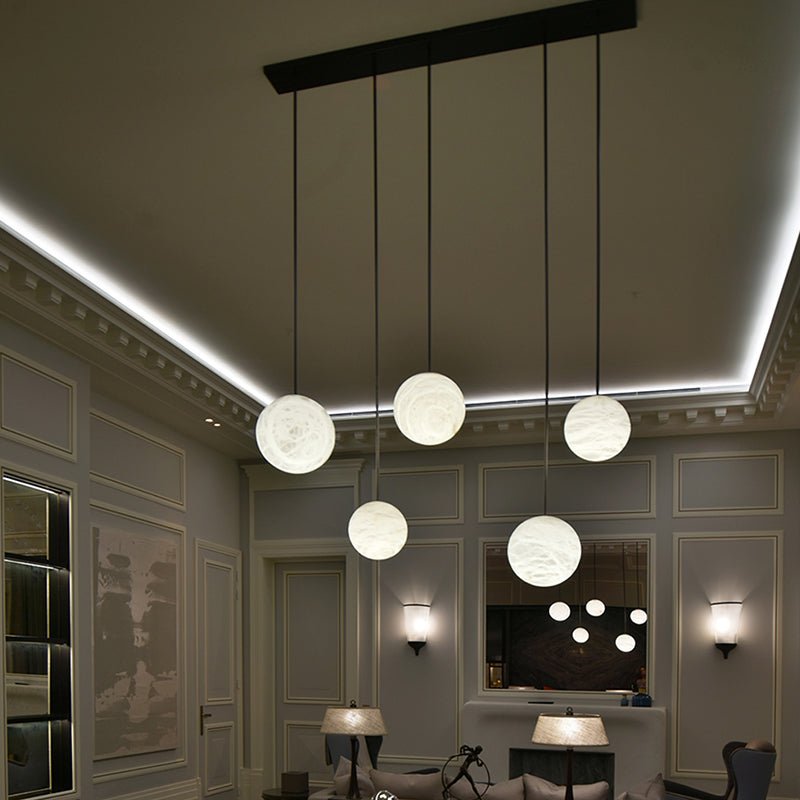 Nami Alabaster Sphere Staircase Chandelier - Lightings Menu