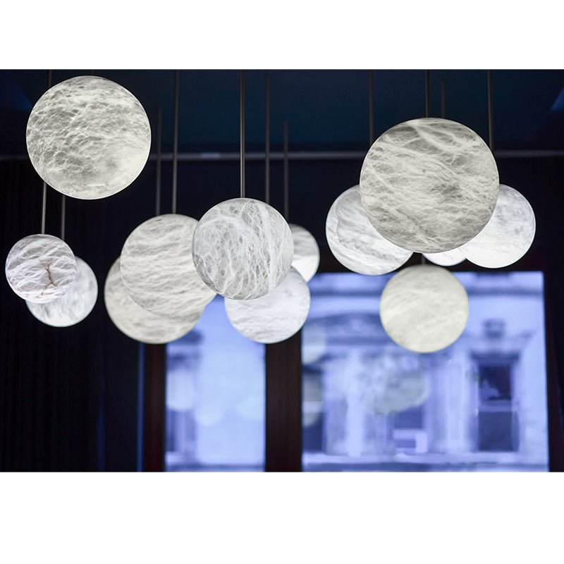Nami Alabaster Sphere Staircase Chandelier - Lightings Menu