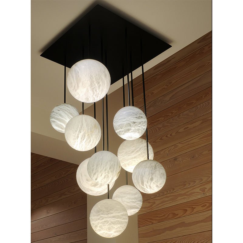 Nami Alabaster Sphere Staircase Chandelier - Lightings Menu