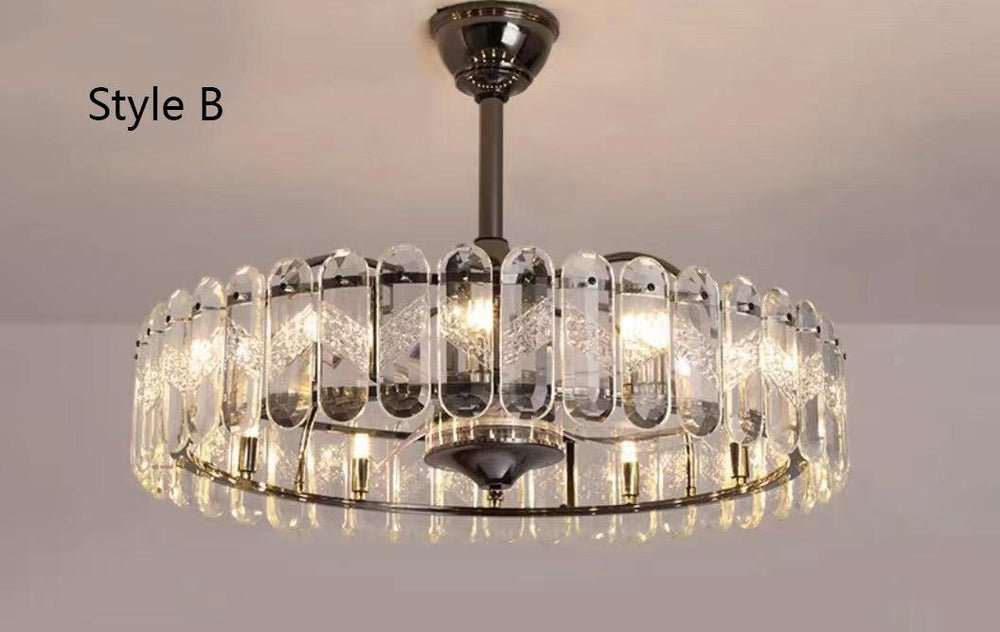 New Modern Invisible Fan Light Candle Crystal Chandelier - Lightings Menu