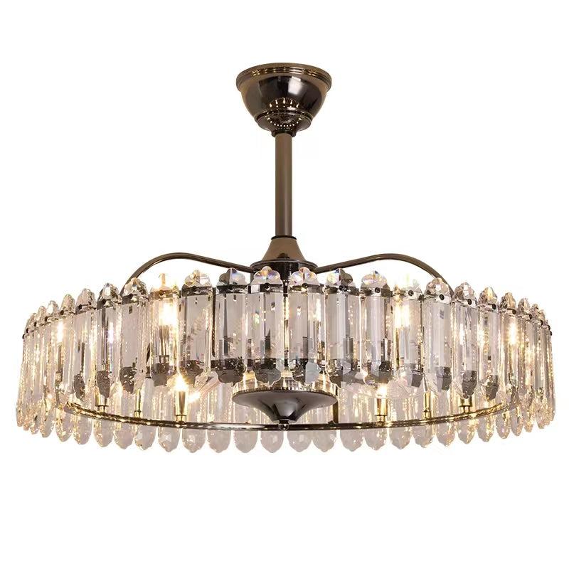 New Modern Invisible Fan Light Candle Crystal Chandelier - Lightings Menu