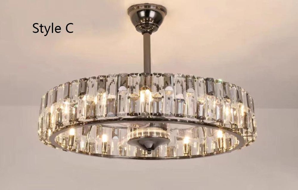 New Modern Invisible Fan Light Candle Crystal Chandelier - Lightings Menu