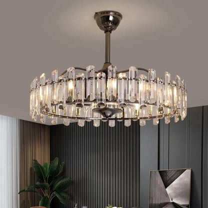 New Modern Invisible Fan Light Candle Crystal Chandelier - Lightings Menu