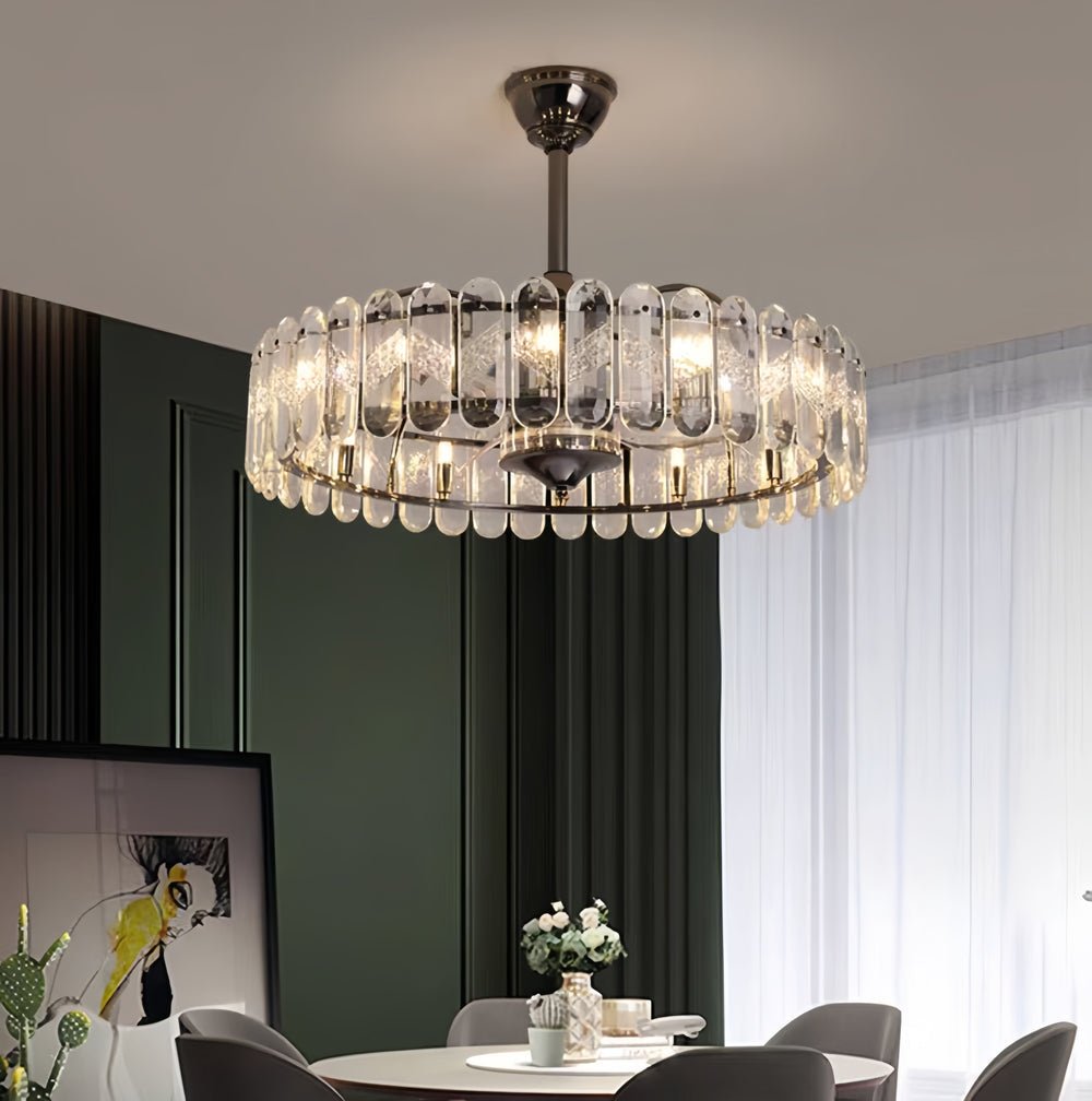 New Modern Invisible Fan Light Candle Crystal Chandelier - Lightings Menu
