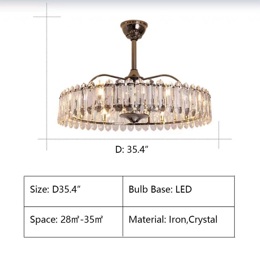 New Modern Invisible Fan Light Candle Crystal Chandelier - Lightings Menu
