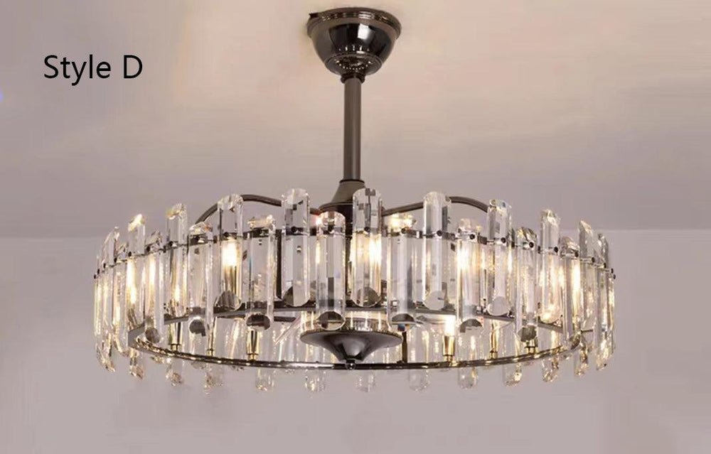 New Modern Invisible Fan Light Candle Crystal Chandelier - Lightings Menu