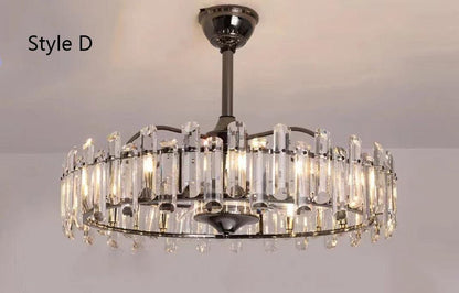 New Modern Invisible Fan Light Candle Crystal Chandelier - Lightings Menu
