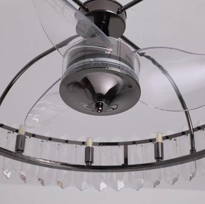New Modern Invisible Fan Light Candle Crystal Chandelier - Lightings Menu