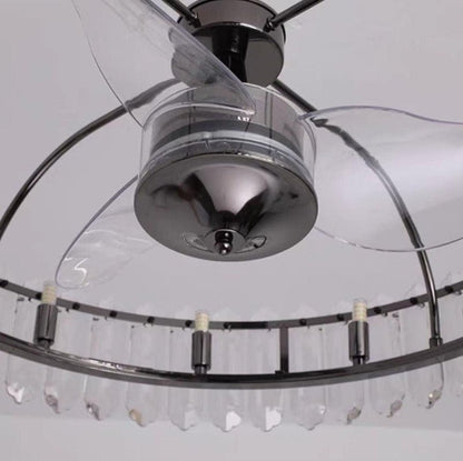 New Modern Invisible Fan Light Candle Crystal Chandelier - Lightings Menu