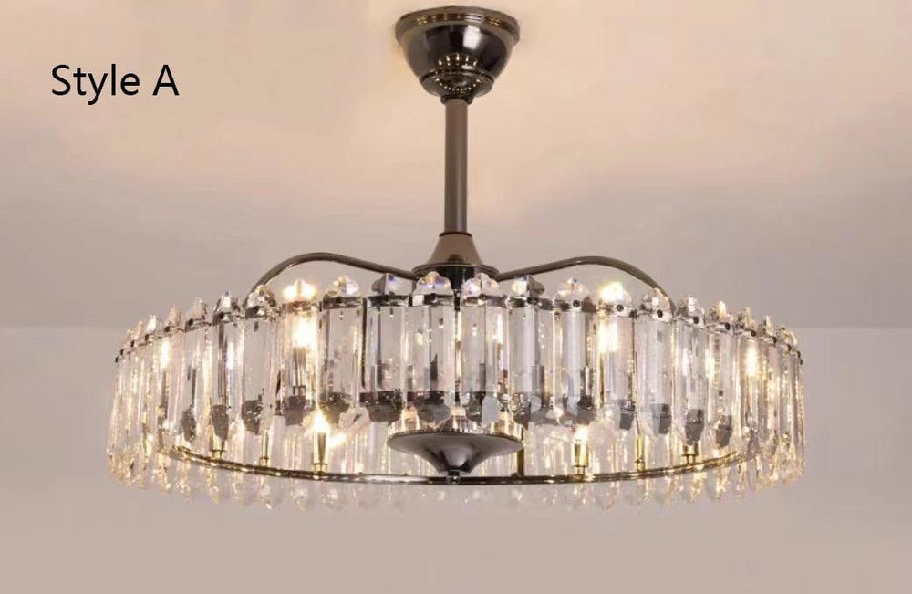 New Modern Invisible Fan Light Candle Crystal Chandelier - Lightings Menu