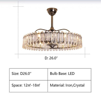 New Modern Invisible Fan Light Candle Crystal Chandelier - Lightings Menu