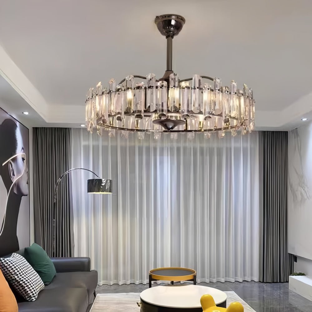 New Modern Invisible Fan Light Candle Crystal Chandelier - Lightings Menu