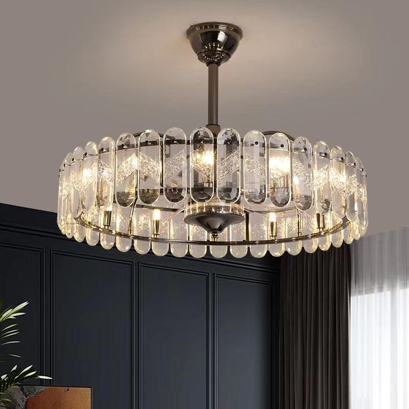 New Modern Invisible Fan Light Candle Crystal Chandelier - Lightings Menu