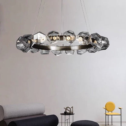 Nordic Minimalist Glass Circle Art Chandelier for Living/Dining Room/Bedroom - Lightings Menu