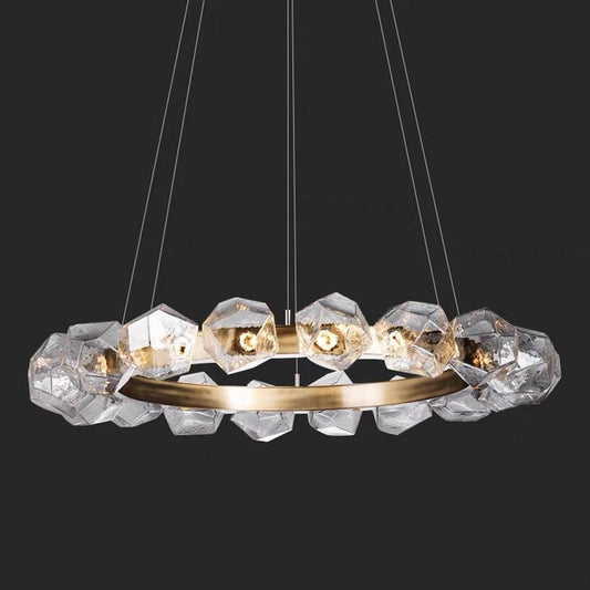 Nordic Minimalist Glass Circle Art Chandelier for Living/Dining Room/Bedroom - Lightings Menu