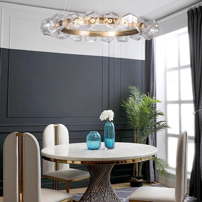 Nordic Minimalist Glass Circle Art Chandelier for Living/Dining Room/Bedroom - Lightings Menu