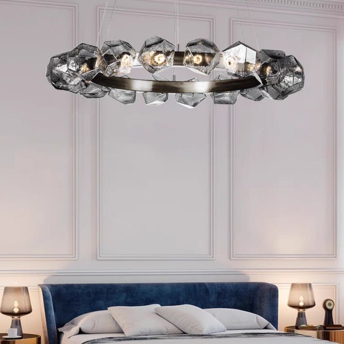 Nordic Minimalist Glass Circle Art Chandelier for Living/Dining Room/Bedroom - Lightings Menu