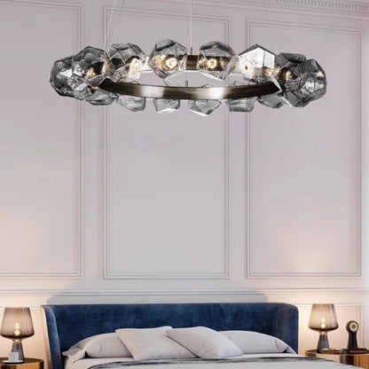 Nordic Minimalist Glass Circle Art Chandelier for Living/Dining Room/Bedroom - Lightings Menu