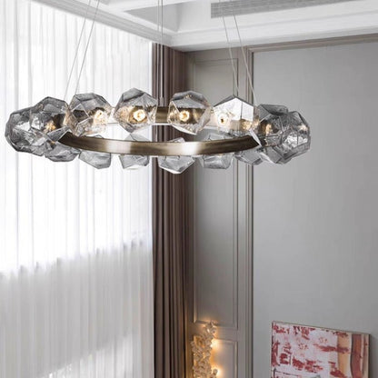 Nordic Minimalist Glass Circle Art Chandelier for Living/Dining Room/Bedroom - Lightings Menu