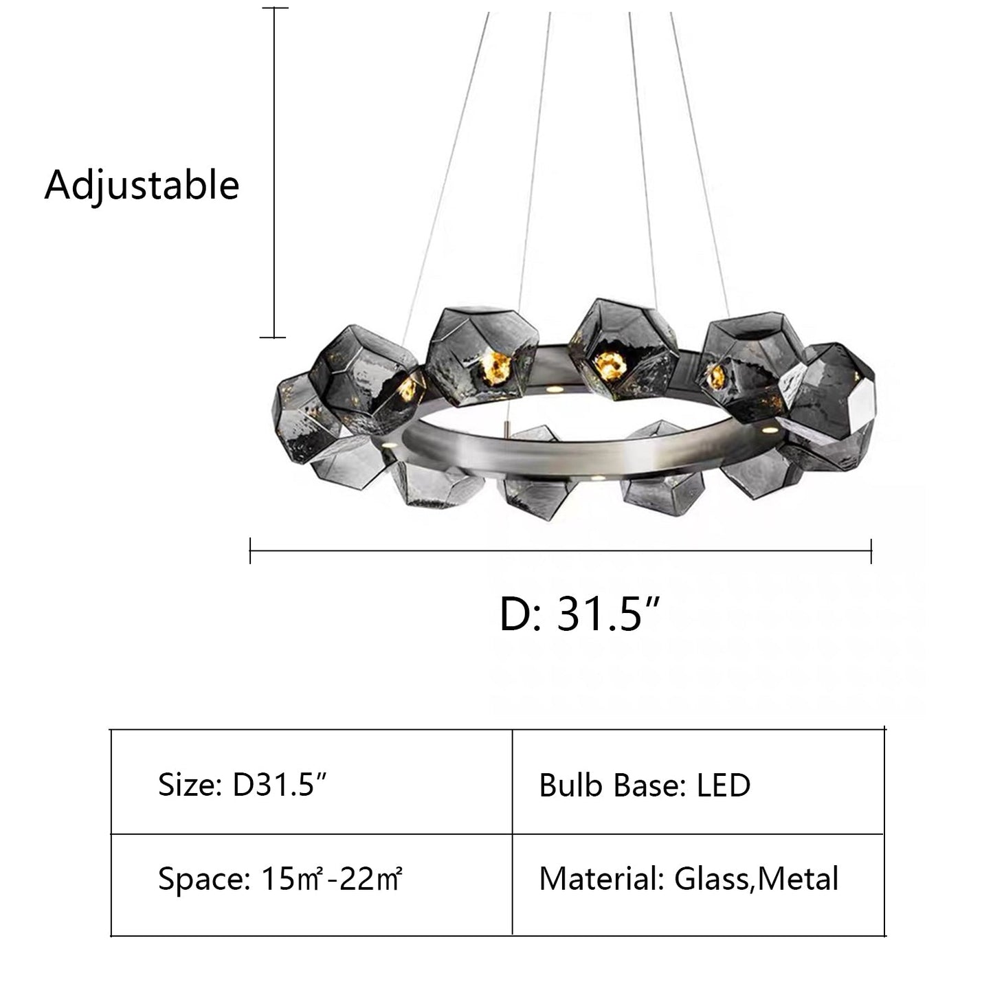 Nordic Minimalist Glass Circle Art Chandelier for Living/Dining Room/Bedroom - Lightings Menu
