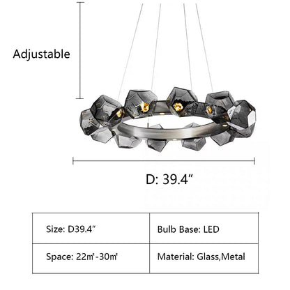 Nordic Minimalist Glass Circle Art Chandelier for Living/Dining Room/Bedroom - Lightings Menu