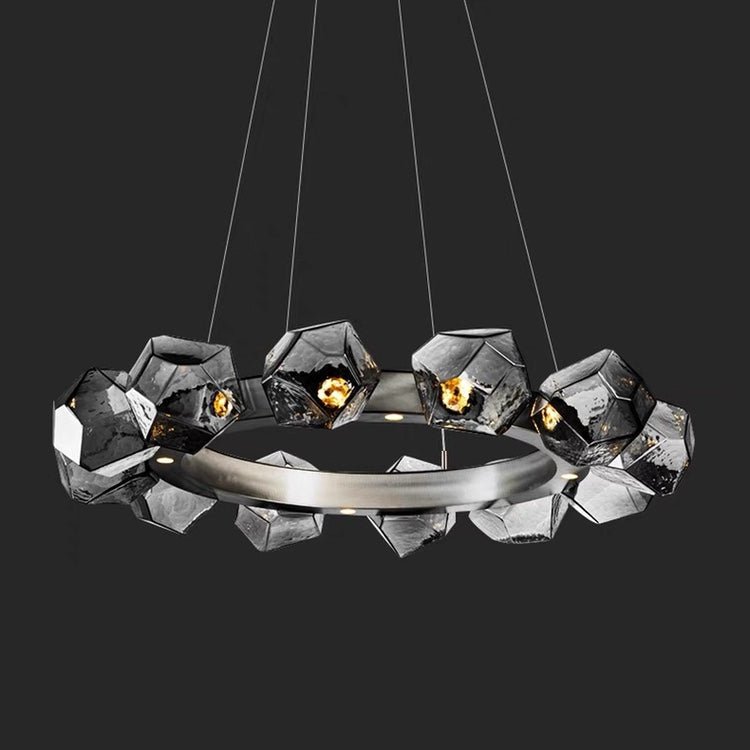 Nordic Minimalist Glass Circle Art Chandelier for Living/Dining Room/Bedroom - Lightings Menu