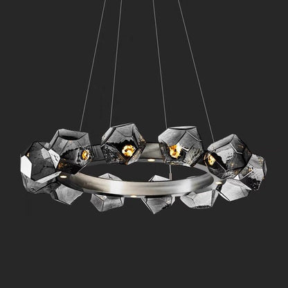 Nordic Minimalist Glass Circle Art Chandelier for Living/Dining Room/Bedroom - Lightings Menu