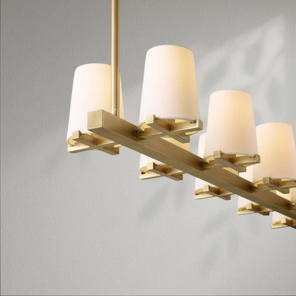 Pauillec Fabric Shade Linear Chandelier - Lightings Menu