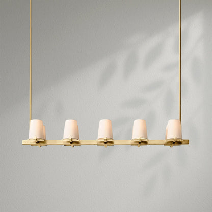 Pauillec Fabric Shade Linear Chandelier - Lightings Menu