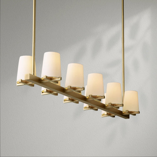 Pauillec Fabric Shade Linear Chandelier - Lightings Menu