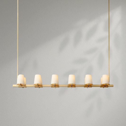 Pauillec Fabric Shade Linear Chandelier - Lightings Menu