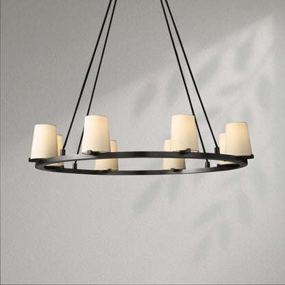 Pauillec Fabric Shade Round Chandelier - Lightings Menu