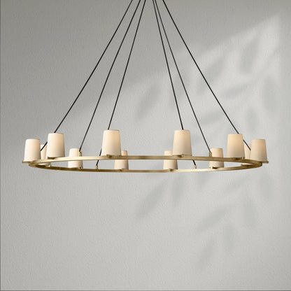 Pauillec Fabric Shade Round Chandelier - Lightings Menu