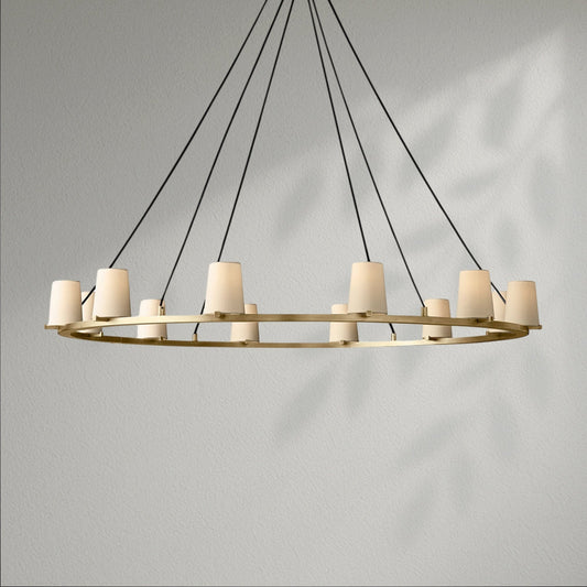Pauillec Fabric Shade Round Chandelier - Lightings Menu
