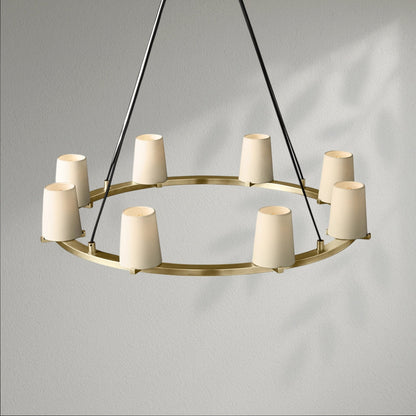 Pauillec Fabric Shade Round Chandelier - Lightings Menu