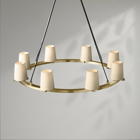 Pauillec Fabric Shade Round Chandelier - Lightings Menu