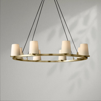 Pauillec Fabric Shade Round Chandelier - Lightings Menu