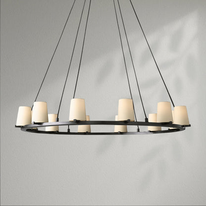 Pauillec Fabric Shade Round Chandelier - Lightings Menu