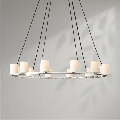 Pauillec Fabric Shade Round Chandelier - Lightings Menu