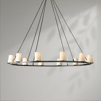 Pauillec Fabric Shade Round Chandelier - Lightings Menu