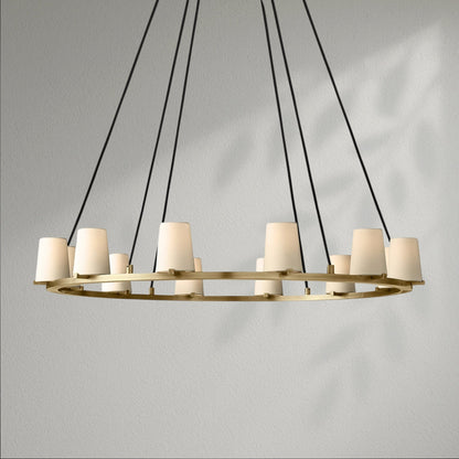 Pauillec Fabric Shade Round Chandelier - Lightings Menu