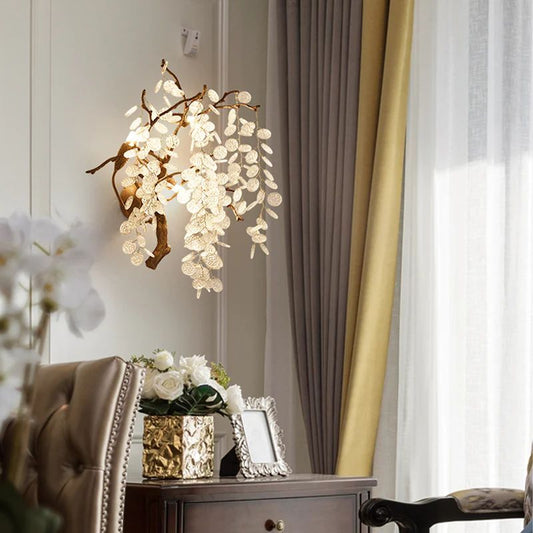Peach Blossom Crystal Wall Sconce - Lightings Menu