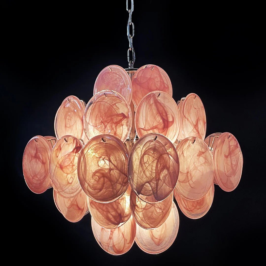 Pink Vintage Murano Glass Chandelier - Lightings Menu