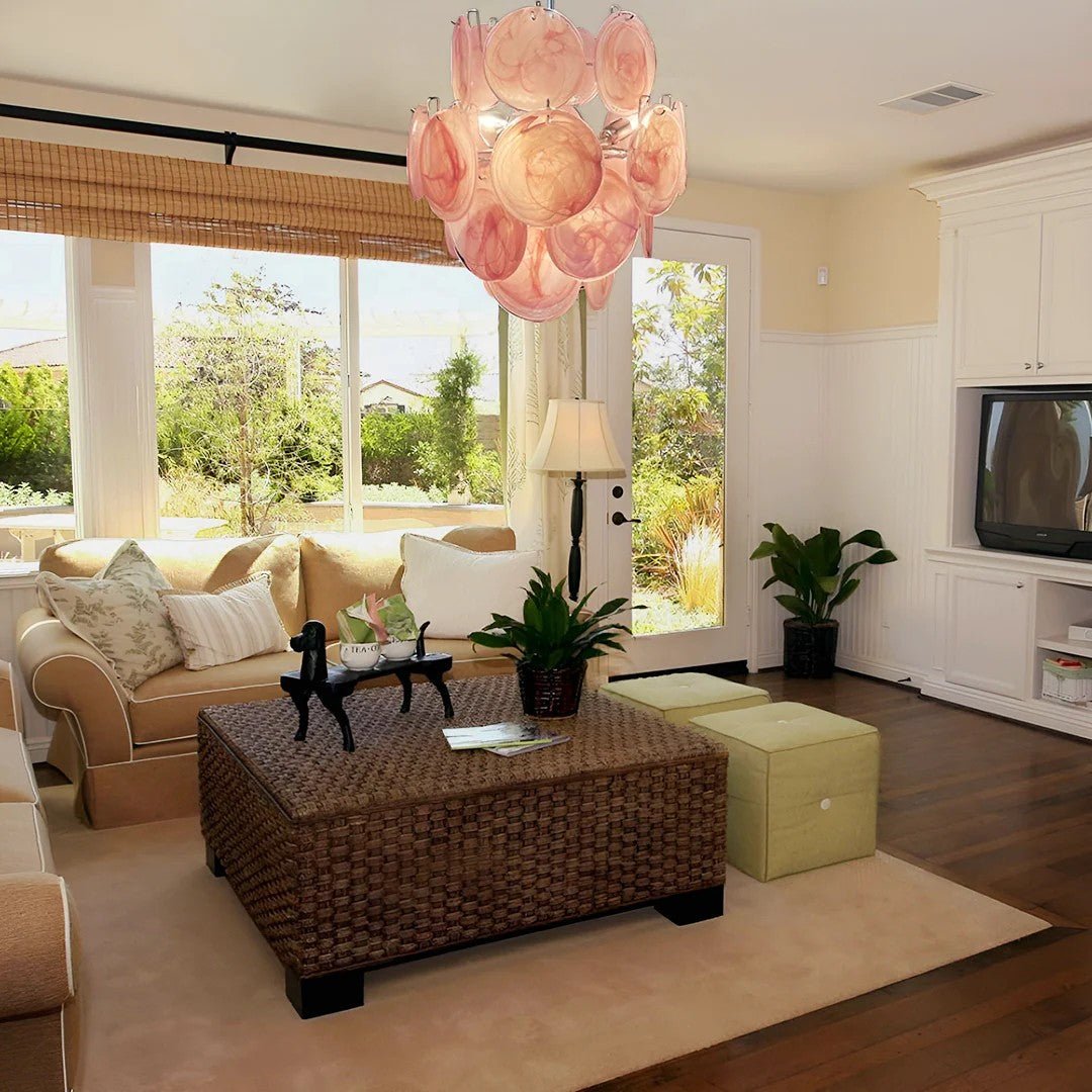Pink Vintage Murano Glass Chandelier - Lightings Menu