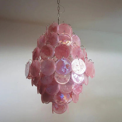 Pink Vintage Murano Glass Tiered Chandelier - Lightings Menu